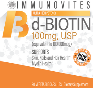 High Dose d-Biotin 100mg - 90ct Bottle - IMMUNOVITES